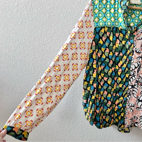 Maeve by Anthropologie The Paz Patchwork Buttondown Shirt Size Medium - Picture 3 of 6